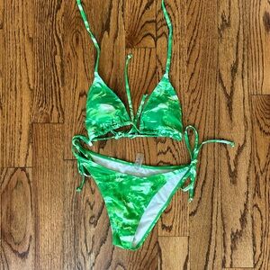 SHEIN Vibrant Green Swirl Bikini Set